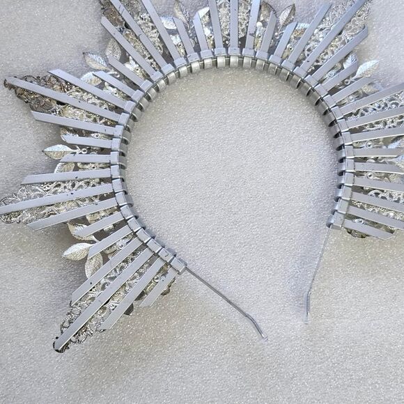 Silver Halo Crown Headband Goddess Headpiece - Picture 3 of 4